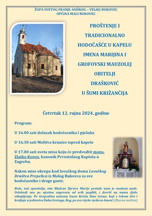 Hodočašće vjernika Ludbreškog dekanata u kapelu Blažene Djevice Marije u šumi Križančiji